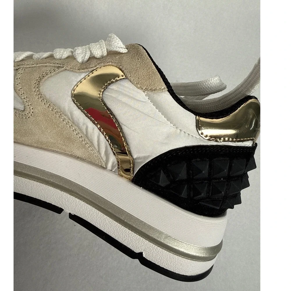 Voile Blanche Womens Metallic Gold Mesh Platform Sneakers Trainers Size 38